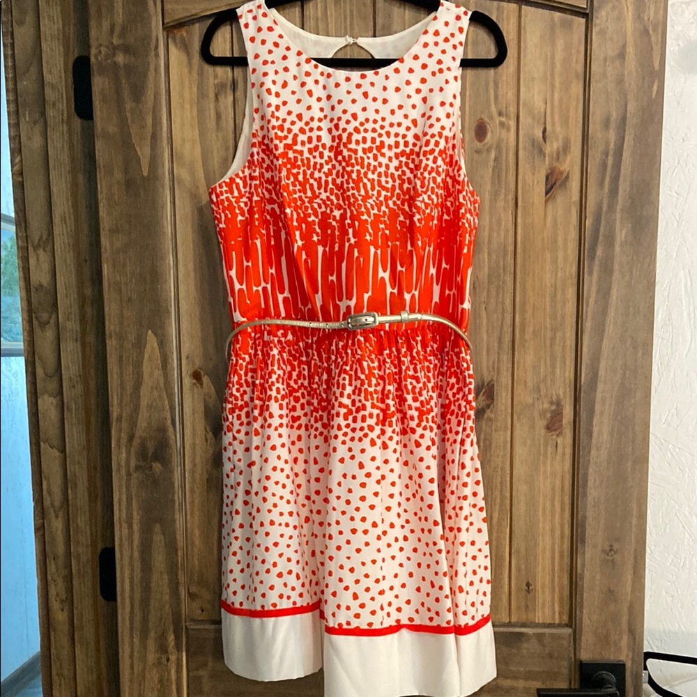 Vintage Eliza J Orange and White A-Line Dress